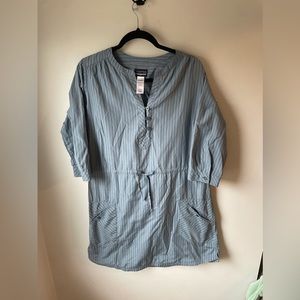 Patagonia Blue White Striped Active Lightweight Dress Women’s Size 10 3/4 Sleeve